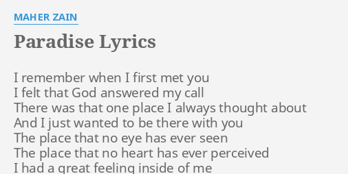 Maher zain number one for me lyrics