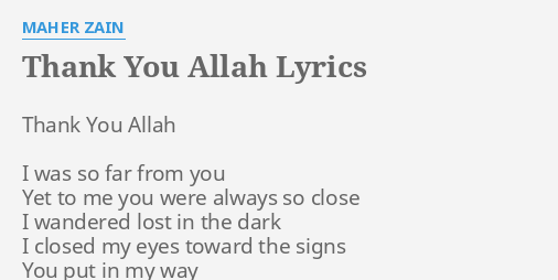 Maher zain thank you allah lyrics