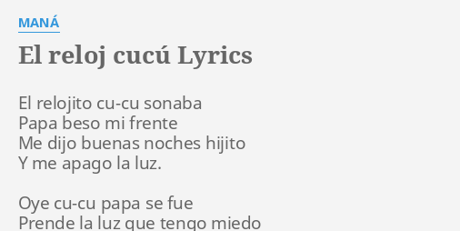 El reloj cucu discount lyrics