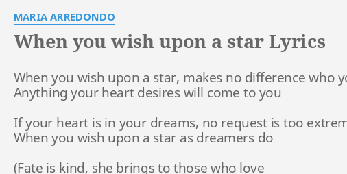 When You Wish Upon A Star Lyrics By Maria Arredondo When You Wish Upon