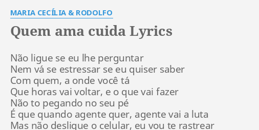 Maria Cecília & Rodolfo – Vou Jogar a Chave Fora Lyrics