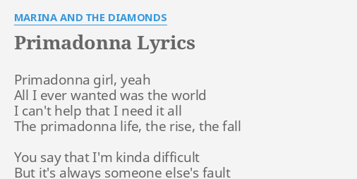 Primadonna girl lyrics