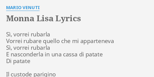 Monna Lisa Lyrics By Mario Venuti Sì Vorrei Rubarla Vorrei 0377