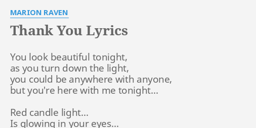 thank-you-lyrics-by-marion-raven-you-look-beautiful-tonight