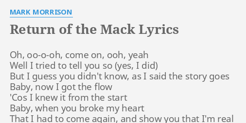 Mark Morrison - Return Of The Mack - Lyrics 