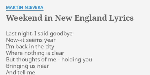 weekend new england lyrics