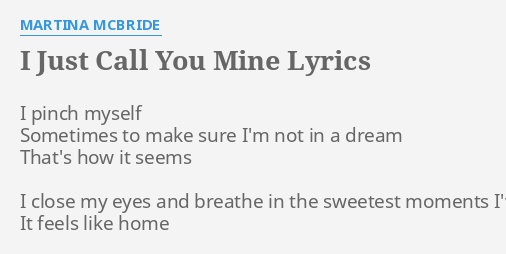 i want to call you mine lyrics