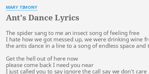 Ant S Dance Lyrics By Mary Timony The Spider Sang To