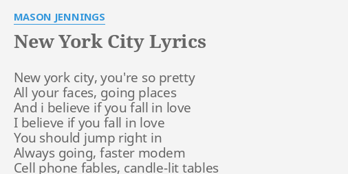 to be young and in love in new york city lyrics