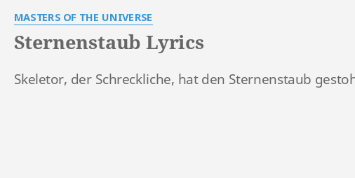 "STERNENSTAUB" LYRICS By MASTERS OF THE UNIVERSE: Skeletor, Der ...