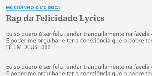 Cidinho & Doca - Eu Só Quero é Ser Feliz Lyrics and Tracklist