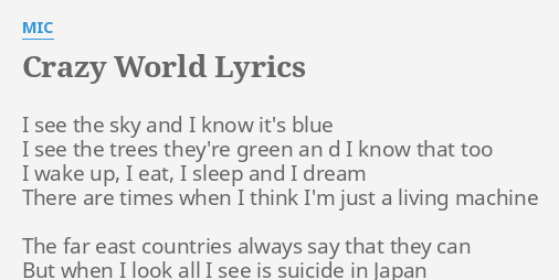 it's a crazy world lyrics