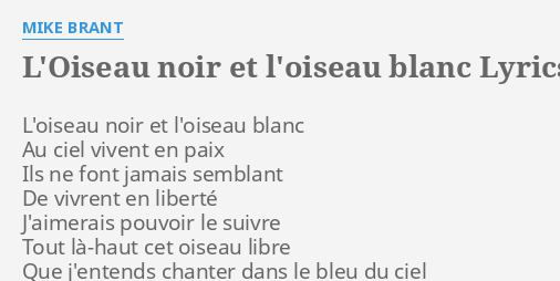 L OISEAU NOIR ET L OISEAU BLANC