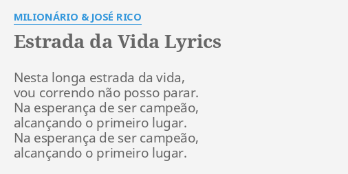 Milionário & José Rico - Sozinho na estrada: listen with lyrics