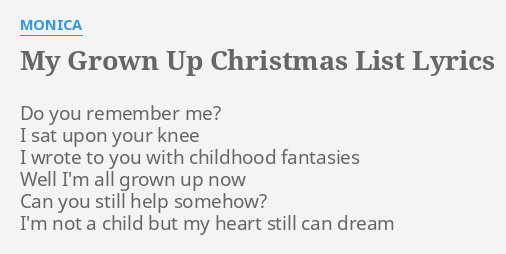 Grown Up Christmas List Lyrics - Christmas Desserts 2021