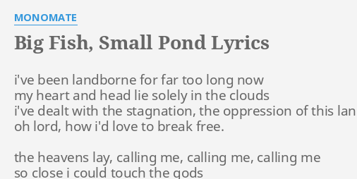 Big Fish Small Pond Lyrics By Monomate I Ve Been Landborne For