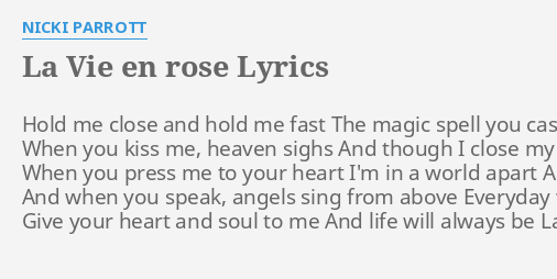 Lyrics La Vie En Rose Lyricswalls