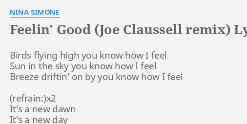 "FEELIN' GOOD (JOE CLAUSSELL REMIX)" LYRICS by NINA SIMONE: Birds