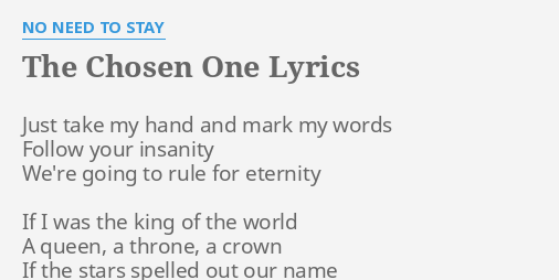 Sterlo139 The Chosen One Lyrics