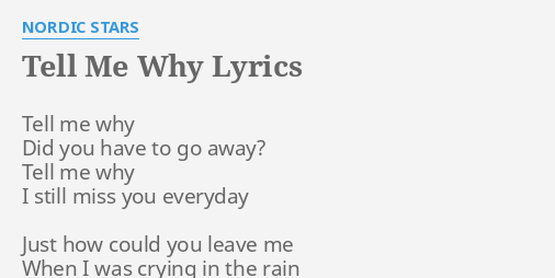 Tell me why - song and lyrics by Kvamvold