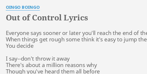 out of control oingo boingo lyrics