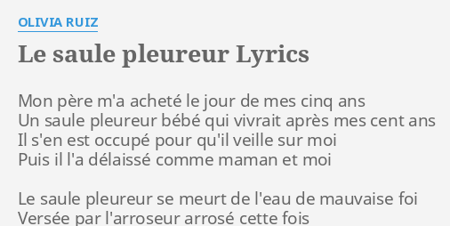 Le Saule Pleureur Lyrics By Olivia Ruiz Mon Pere M A Achete