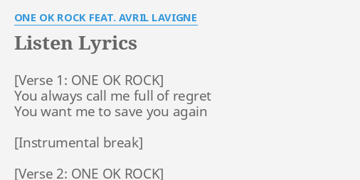 Listen Lyrics By One Ok Rock Feat Avril Lavigne You Always Call Me