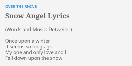 Snow Angel Lyrics By Over The Rhine Once Upon A Winter