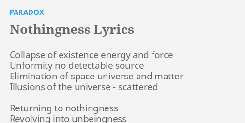 the sound of nothingness lyrics