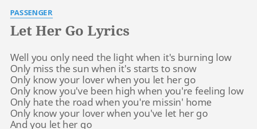 only know you love her when you let her go lyrics