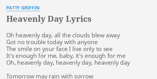 HEAVENLY DAY (TRADUÇÃO) - Patty Griffin 