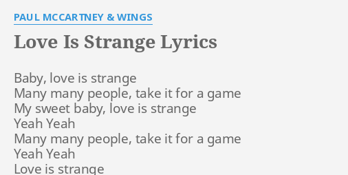 Love Is Strange Lyrics By Paul Mccartney Wings Baby Love Is