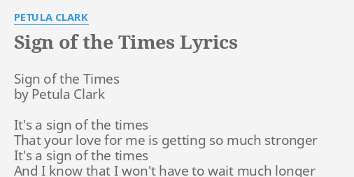 sign of the times petula clark lyrics