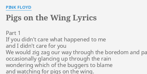 "PIGS ON THE WING" LYRICS by PINK FLOYD: Part 1 If you...