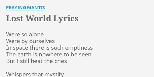 songs of a lost world alone lyrics