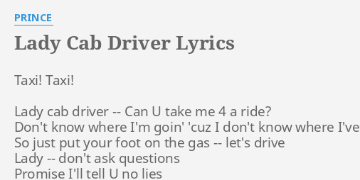Lady Cab Driver Prince Lyrics