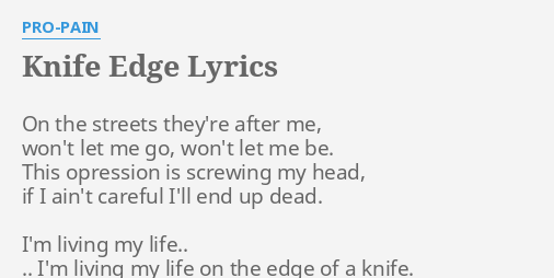 driving the edge of a knife lyrics