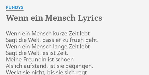 wenn ein mensch lyrics by puhdys wenn ein mensch kurze