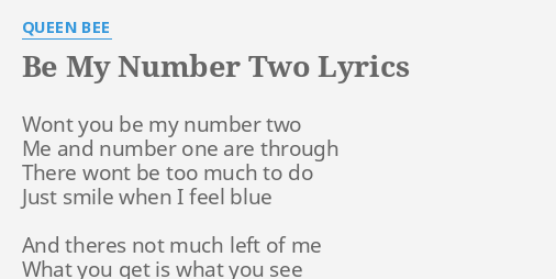 would you be my number two lyrics