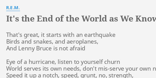 end of the world as we know it lyrics