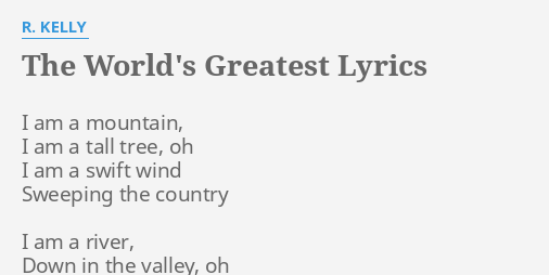 Im the world greatest - R.Kelly Lyrics 