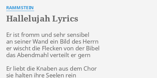 "HALLELUJAH" LYRICS by RAMMSTEIN: Er ist fromm und...