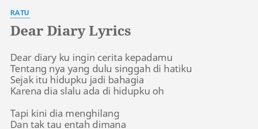 Diary lirik dear Lyrics Saint