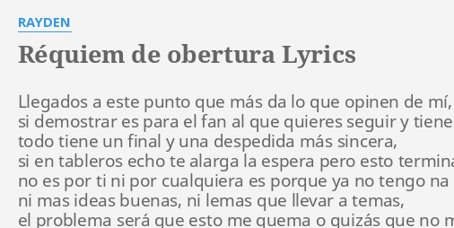 Rayden - Requiem De Obertura: listen with lyrics