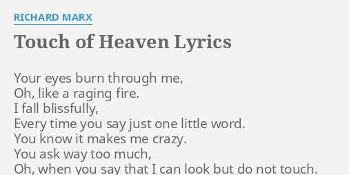 richard marx touch of heaven lyrics