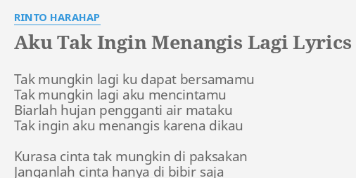 Stream Ku Tak Ingin Menangis Lagi Dian By Apameloz Listen Online For Free On Soundcloud