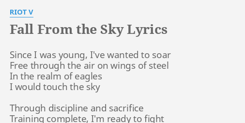 Fall From The Sky Lyrics By Riot V Since I Was Young