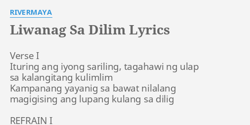 Liwanag Sa Dilim Lyrics By Rivermaya Verse I Ituring Ang 6616