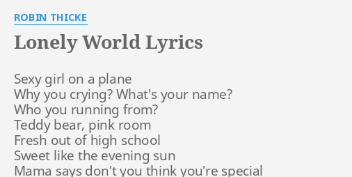 lonely girl in a lonely world lyrics