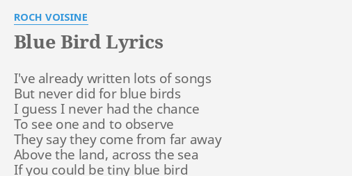 Blue Bird Lyrics By Roch Voisine I Ve Already Written Lots